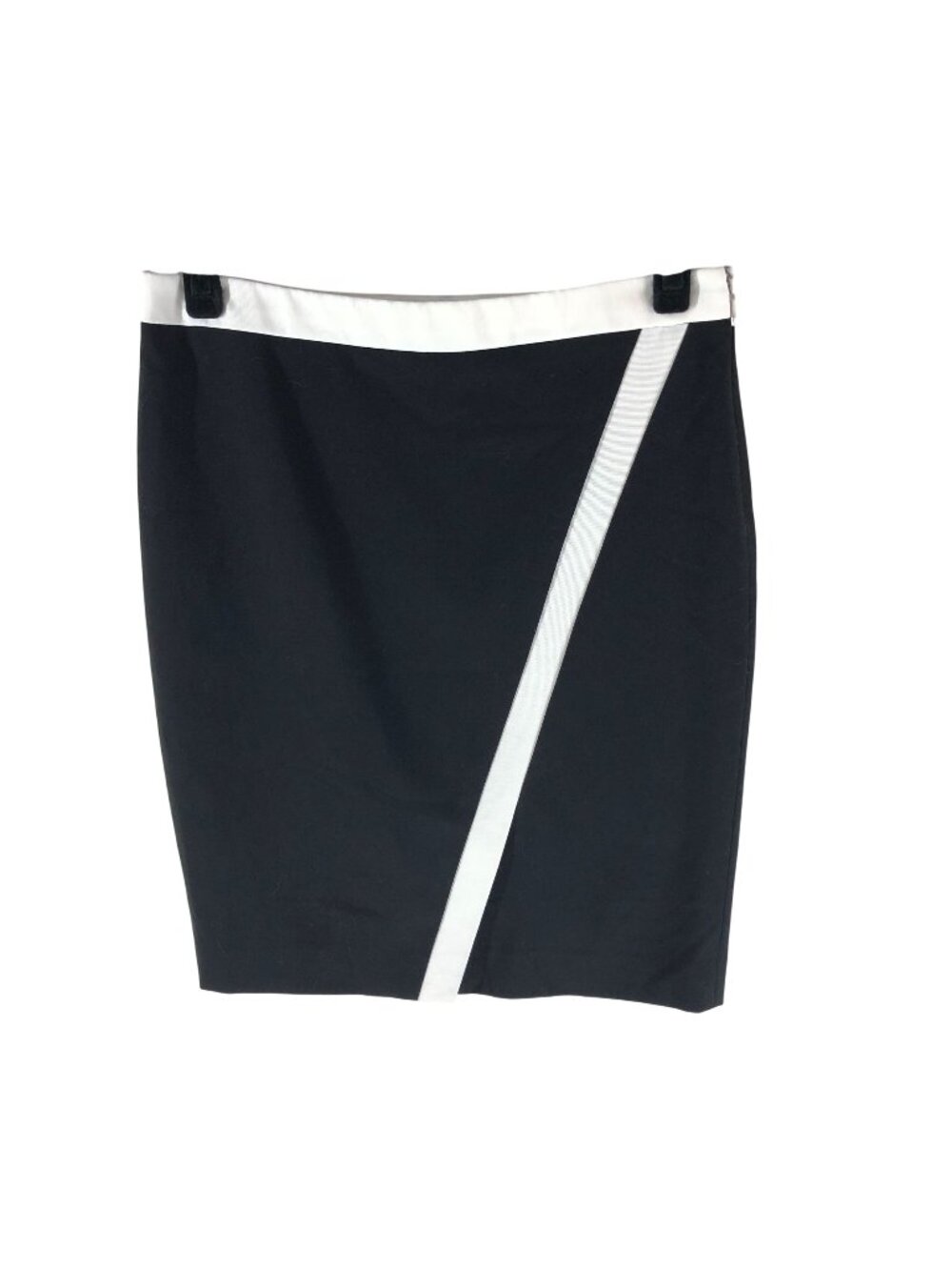 Calvin Klein Pencil Skirt Colorblock Black White Stripe Lined 4P